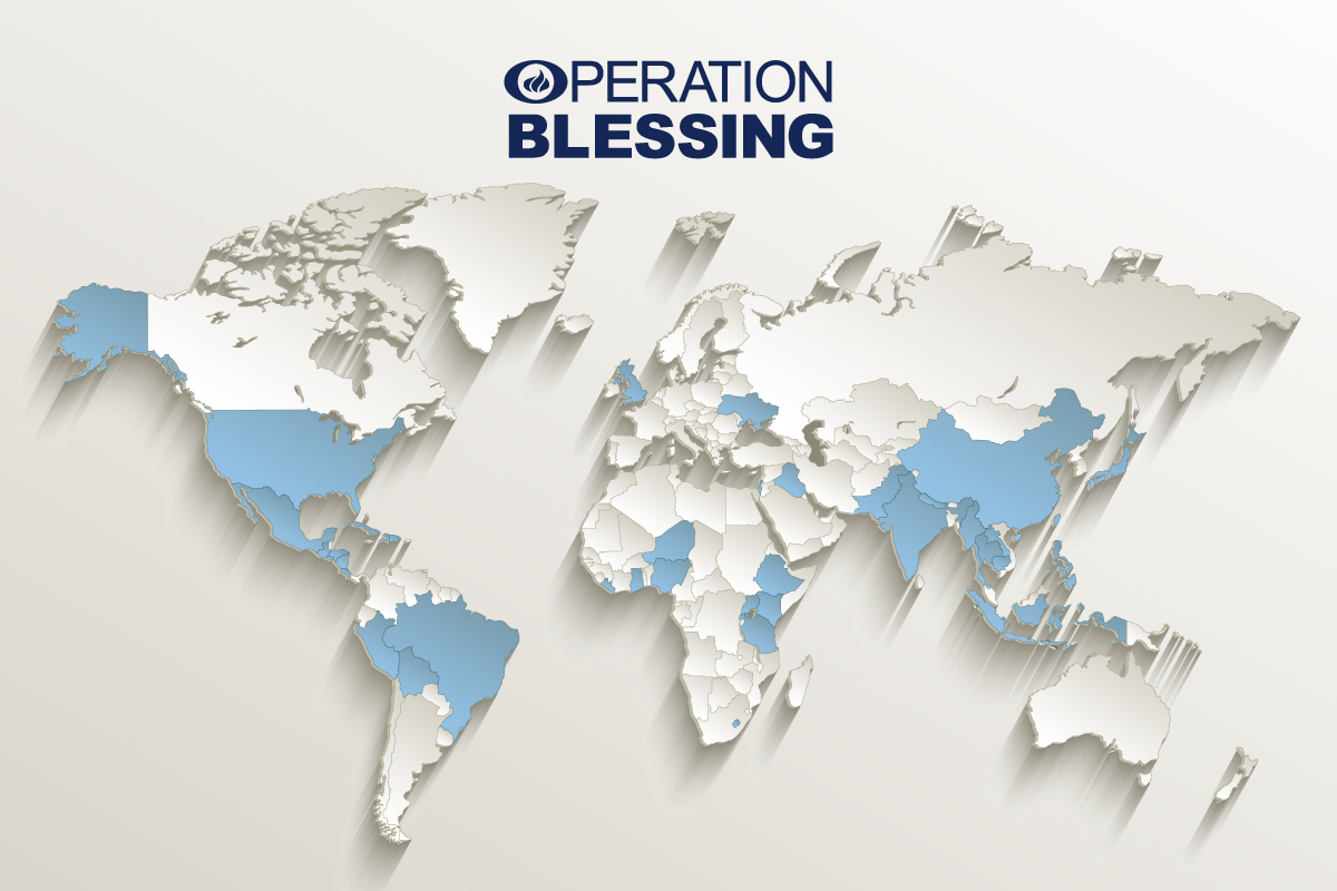 Operation Blessing Japan：NPO法人オペレーション・ブレッシング・ジャパン活動国の世界地図